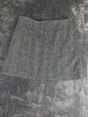 Loft Outlet Womens Green & White Herringbone Mini Skirt Size 16